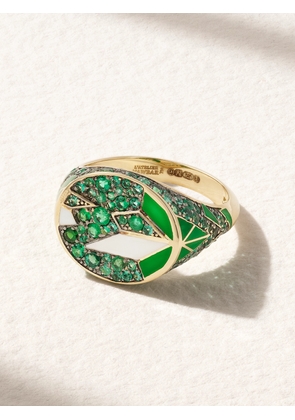 L’Atelier Nawbar - The Fragments 18-karat Gold, Emerald And Enamel Pinky Ring - Green - 3,4,5