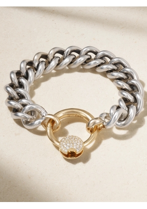 Marla Aaron - Mega Curb Sterling Silver, 18-karat Gold And Diamond Bracelet - One size