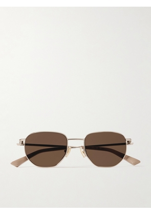 Bottega Veneta Eyewear - Hexagon-frame Rose Gold-tone Sunglasses - One size