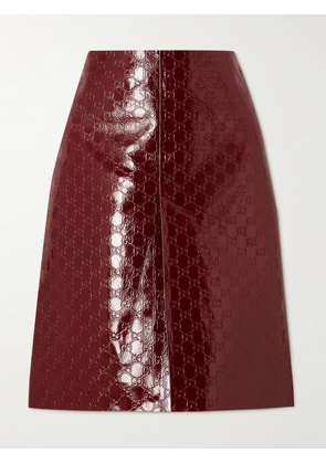 Gucci - Embossed Crinkled Patent-leather Skirt - Red - IT38,IT40