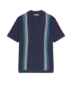 Marine Layer Resort Deep V Sweater Polo in Navy. Size L, S, XL/1X.