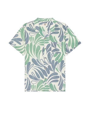 Marine Layer Resort Short Sleeve Tencel Linen Resort Shirt in Blue. Size L, S, XL/1X.