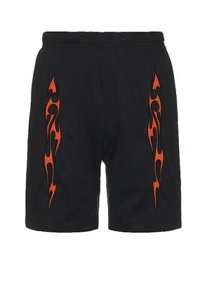 Pleasures Flame Mesh Shorts in Black. Size M, XL/1X.