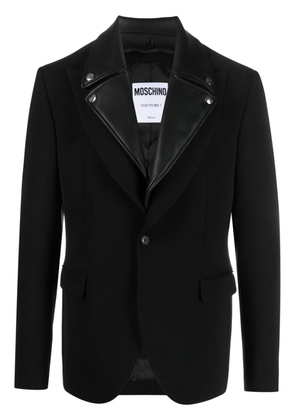 Moschino faux-leather notched-lapels blazer - Black