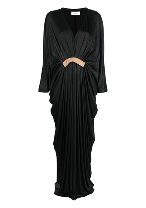 NISSA draped V-neck maxi dress - Black