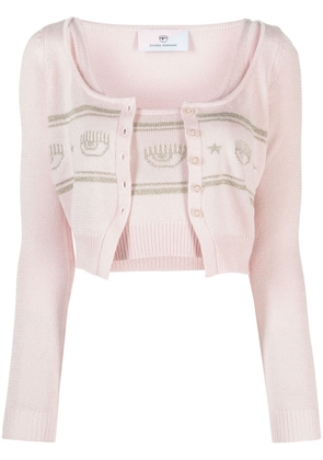 Chiara Ferragni Eyelike intarsia-knit cardigan set (set of two) - Pink