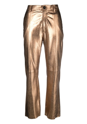 Forte Forte high-waist tapered-leg leather trousers - Gold