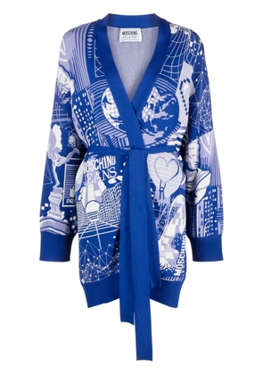 MOSCHINO JEANS graphic print wrap cardigan - Blue