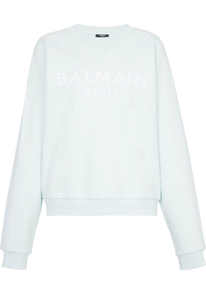 Balmain logo-print cotton sweatshirt - Blue