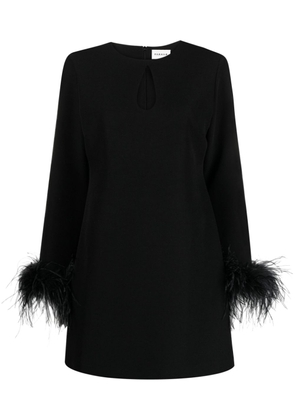 P.A.R.O.S.H. feather-trim long-sleeve minidress - Black