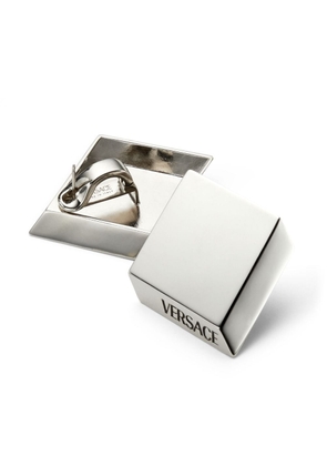 Versace logo-engraved rhombus stud earrings - Silver
