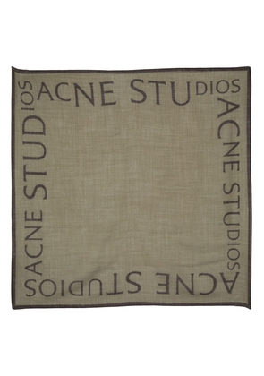Acne Studios logo-print wool square scarf - Green
