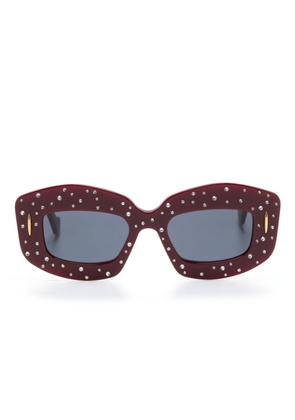 LOEWE EYEWEAR Smooth Pavé Screen geometric-frame sunglasses - Red