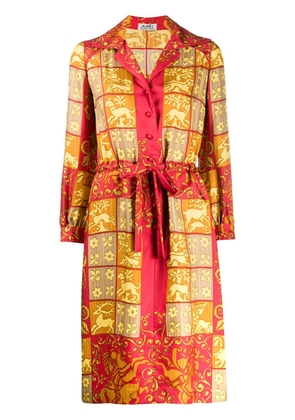 Hermès Pre-Owned 1980s pre-owned silk printed shirt dress - Yellow