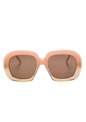 LOEWE EYEWEAR Square Halfmoon logo-plaque sunglasses - Pink