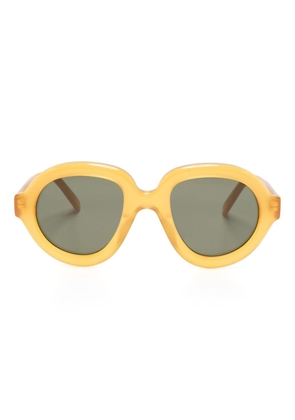 LOEWE EYEWEAR logo-plaque round-frame sunglasses - Yellow