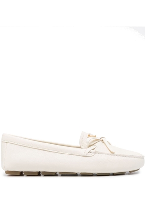 Prada leather driver loafers - White