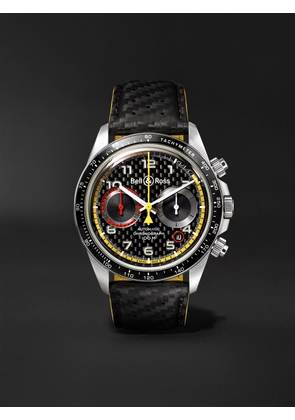 Bell & Ross - BR V2-94 R.S.18 Renault Limited Edition Automatic Chronograph 41mm Stainless Steel and Leather Watch, Ref. No. BR0392-D-BL-BR/SCA - Men - Black