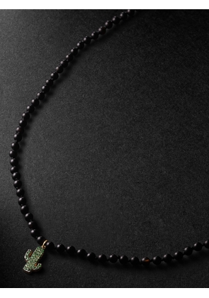 Ileana Makri - Gold, Onyx and Tsavorite Beaded Pendant Necklace - Men - Black