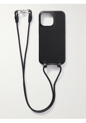 Bottega Veneta - Leather iPhone 14 Pro Max Case with Lanyard - Men - Black