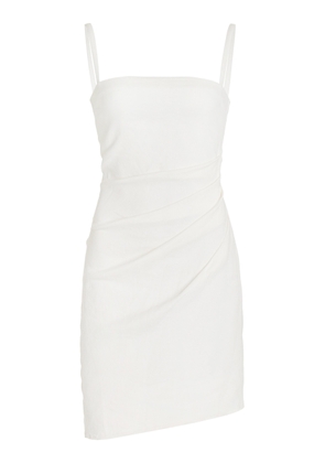 Anemos - The Nadege Draped Linen-Blend Mini Dress - White - L - Moda Operandi