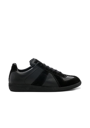 Maison Margiela Soft Leather & Velour Replica Sneakers in Black - Black. Size 40 (also in 40.5, 41).
