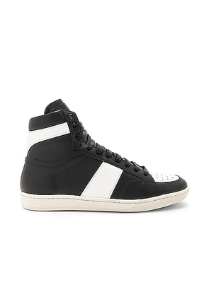 Saint Laurent Signature Court Classic SL/10H Leather High Top Sneakers in Black & White - Black. Size 40 (also in 40.5, 41, 42, 43, 44).