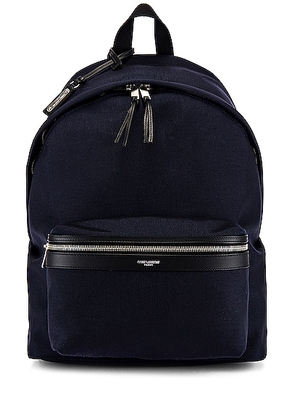 Saint Laurent City Backpack in Midnight Blue & Black - Black. Size all.