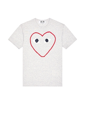 COMME des GARCONS PLAY Heart Logo Tee in Grey - Novelty,Gray. Size M (also in L, S, XL).