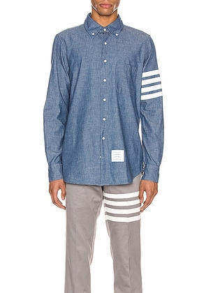 Thom Browne Straight Fit Button Down Long Sleeve Shirt in Blue - Blue. Size 1 (also in 2, 3).