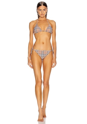 Burberry Cobb Bikini Set in Archive Beige Check - Neutral. Size S (also in L, XS).