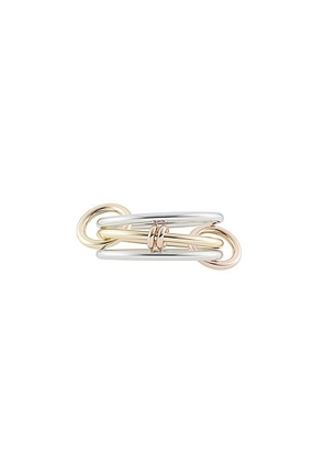 Spinelli Kilcollin Acacia MX Ring in Sterling Silver & 18K Yellow Gold & 18K Rose Gold - Metallic Silver. Size 5 (also in 5 1/2, 5 1/4).