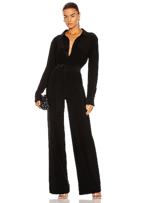 Norma Kamali Shirt Straight Leg Jumpsuit in Black - Black. Size XS (also in ).