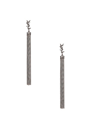 Saint Laurent Loulou Chain Earrings in Argent Oxyde - Metallic Silver. Size all.