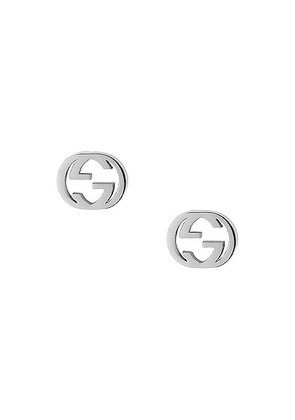 Gucci Interlocking G Butterfly Clasp Earrings in White Gold - Metallic Silver. Size all.
