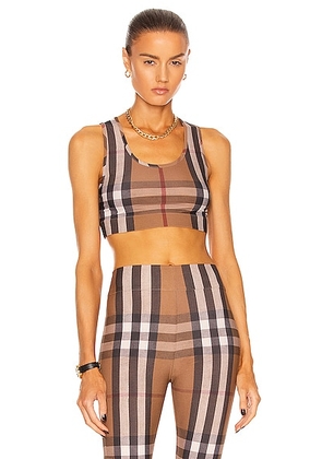 Burberry Immy Check Bra Top in Birch Brown IP Check - Brown. Size XXS (also in ).