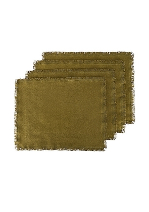 HAWKINS NEW YORK Essential Set of 4 Cotton Placemats in Olive - Olive. Size all.