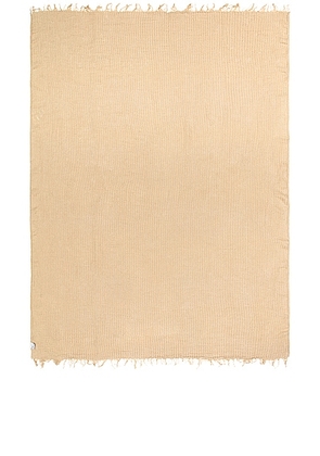 HAWKINS NEW YORK Simple Linen Throw Blanket in Flax - Beige. Size all.