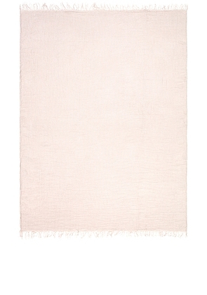 HAWKINS NEW YORK Simple Linen Throw Blanket in Light Grey - Grey. Size all.