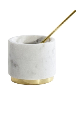 HAWKINS NEW YORK Simple Marble and Brass Sugar Pinch Pot in White - White. Size all.