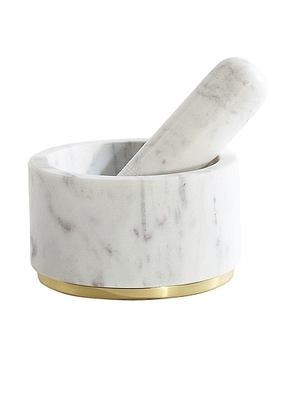HAWKINS NEW YORK Simple Marble and Brass Mortar and Pestle in White - White. Size all.