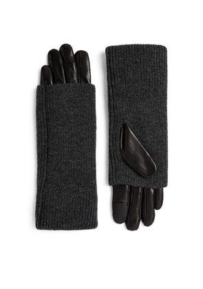 Allsaints Leather Cuffed Zoya Gloves