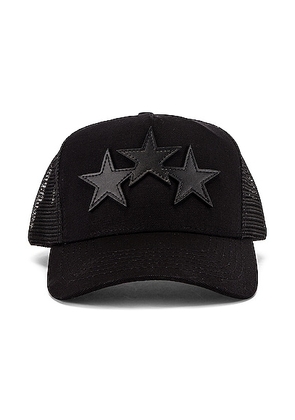 Amiri 3 Star Trucker Hat in Black - Black. Size all.