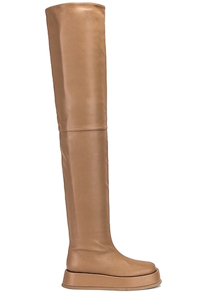 GIA BORGHINI x RHW Above the Knee Flat Boot in Tawny Brown - Taupe. Size 38 (also in ).