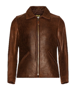 Schott Waxy Buffalo Leather Sunset Jacket in Brown - Brown. Size L (also in M, S, XL).