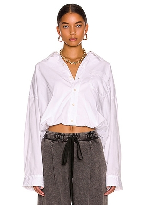 R13 Gathered Hem Shirt in White - White. Size M (also in ).