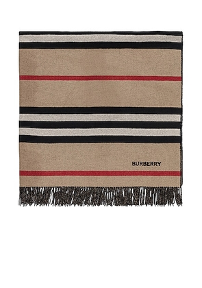 Burberry Solid to Stripe Blanket in Archive Beige - Beige. Size all.