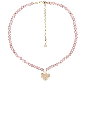 Sydney Evan Scallop Heart Charm Beaded Choker in Rose - Rose. Size all.