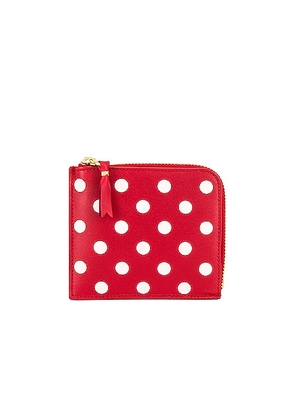 COMME des GARCONS Dots Printed Leather Zip Wallet in Red - Red. Size all.