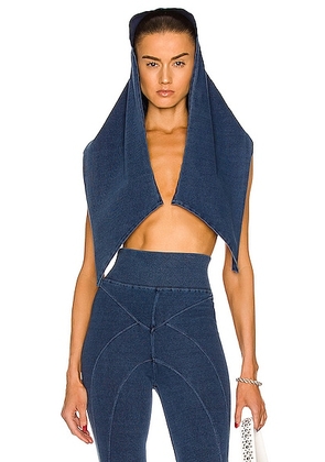 ALAÏA Knitted Hood in Blue Jeans - Blue. Size all.